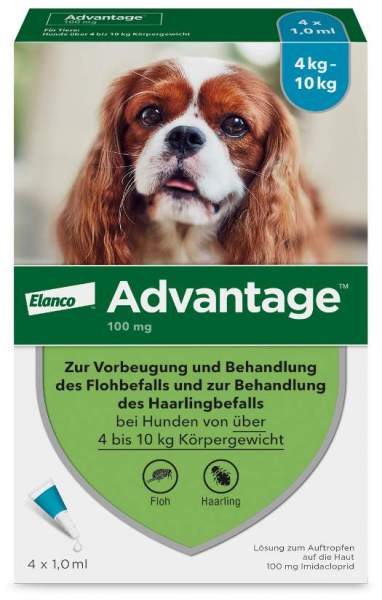 Advantage 100 Lösung für Hunde 4 - 10 kg 4 Einzeldosispipetten