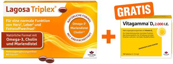 Lagosa Triplex 60 Weichkapseln + gratis Vitagamma D3 2000 I.E. 10 Tabletten