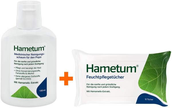 Hametum Medizinischer Reinigungsschaum 100 ml + Feuchtpflegetücher 12 Stück