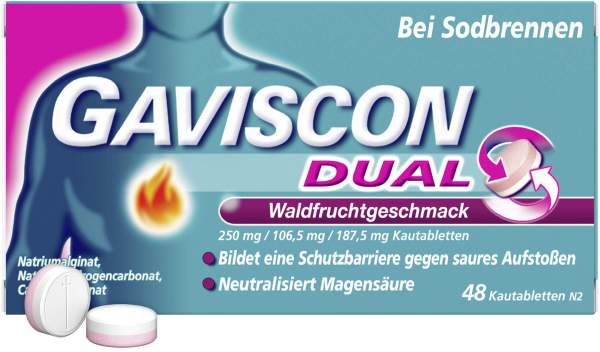 Gaviscon Dual Waldfrucht 250 mg-106,5 mg-187,5 mg 48 Kautabletten