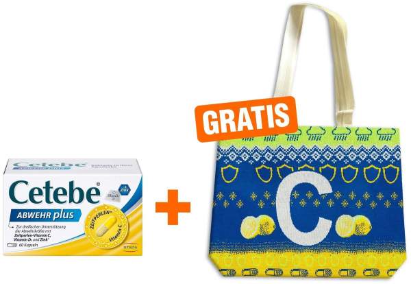 Cetebe Abwehr plus Vitamin C + Vitamin D3 + Zink Kapseln + gratis Tasche