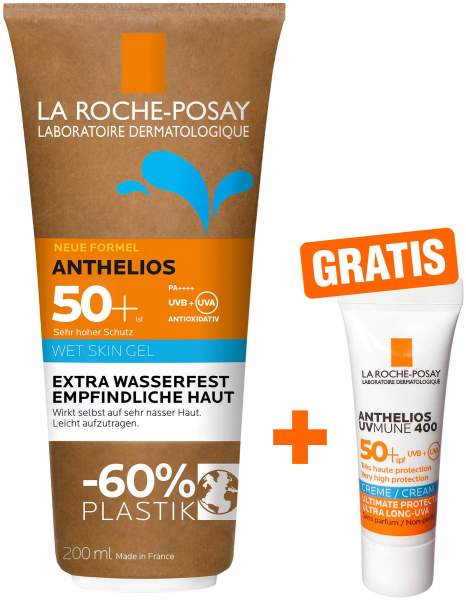 La Roche Posay Anthelios Wet Skin Gel LSF 50+ 200 ml + gratis Hydratisierende Creme 3 ml