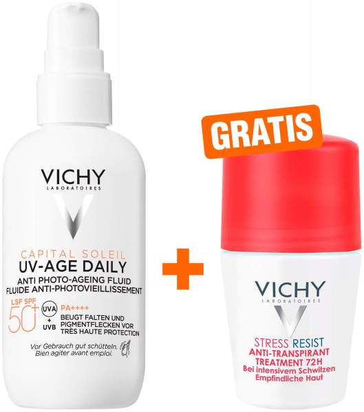 Vichy Capital Soleil UV-Age daily LSF50 80 ml + gratis Vichy Deo Stress Resist 72h 50 ml