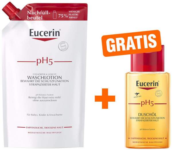 Eucerin pH5 Duschöl 400 ml Nachfüllbeutel empfindliche Haut + gratis 100 ml