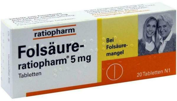 Folsäure-Ratiopharm 5 mg 20 Tabletten