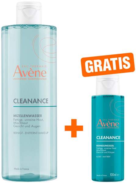 Avene Cleanance Mizellenwasser 400 ml + gratis Avene Cleanance Reinigungsgel 100 ml