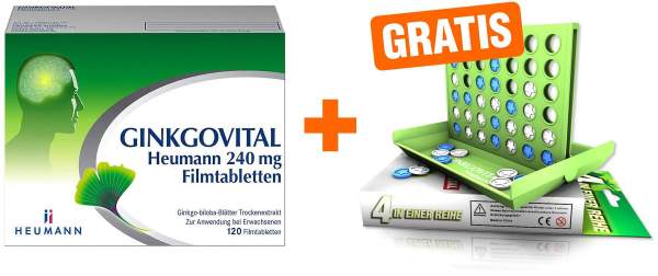 Ginkgovital Heumann 240 mg 120 Filmtabletten + gratis Spiel 4 in einer Reihe