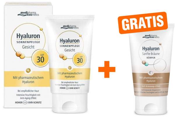 Hyaluron Sonnenpflege Gesicht LSF 30 50 ml Creme + gratis Hyaluron Sanfte Bräune Körperpflege 30 ml