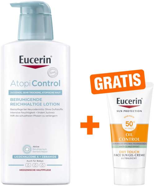 Eucerin AtopiControl Lotion 400 ml + gratis Eucerin Sun gelcreme Oil Control 20 ml