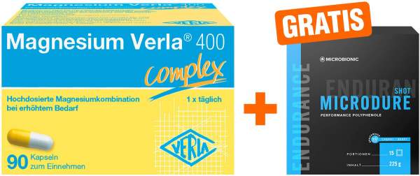 Magnesium Verla 400 90 Kapseln + gratis Microbionic Microdure Shot 15 Sachets