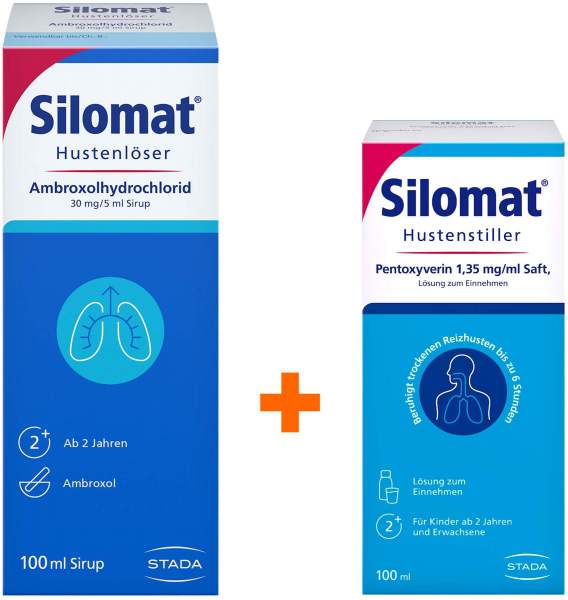 Silomat Hustenlöser Ambroxolhydrochlorid 30mg je 5ml Sirup 100 ml+Silomat Hustenstiller Pentoxyverin 1,35mg je ml 100 ml