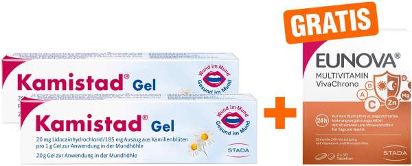 Kamistad Gel 2 x 20 g Gel + gratis Eunova VivaChrono 2 x 10 Tabletten