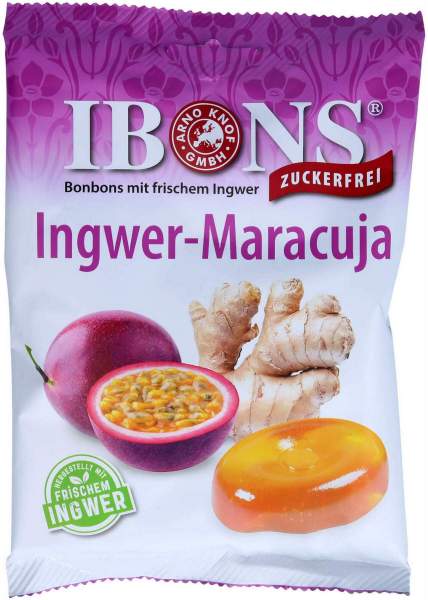 Ibons Ingwer Maracuja O.Zucker Tüte Lutschbonbons 75g