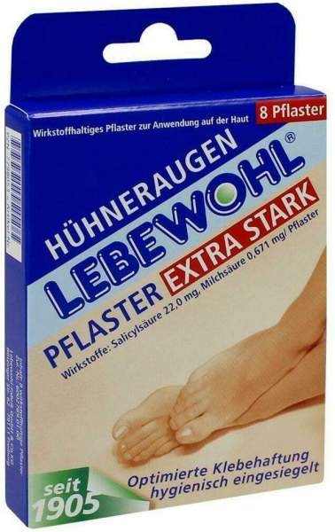Lebewohl 8 Hühneraugenpflaster Extra Stark Eingesiegelt