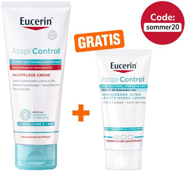 Eucerin AtopiControl Akut Creme 100 ml + gratis AtopiControl Hydro-Lotion 20 ml