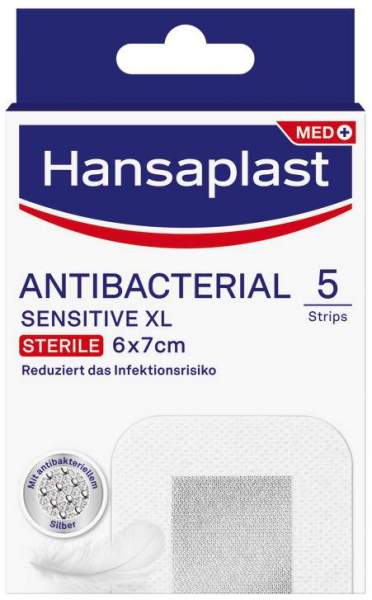 Hansaplast antibakteriell Sensitive XL 6x7 cm 5 Pflaster