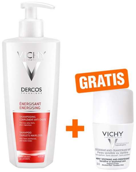 Vichy Dercos Vital Shampoo mit Aminexil 400ml + gratis Deo Roll-On Anti Flecken 48h 50 ml