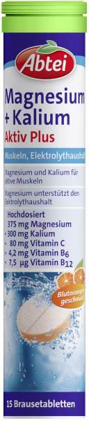 Abtei Magnesium + Kalium Aktiv Plus 15 Brausetabletten