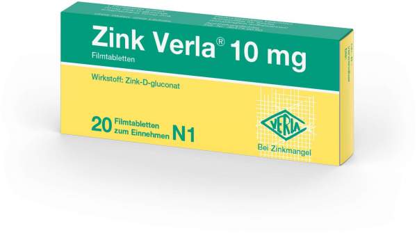 Zink Verla 10 mg 20 Filmtabletten