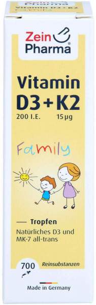 Vitamin D3+k2 Mk-7 Family Tropfen zum Einnehmen 20ml