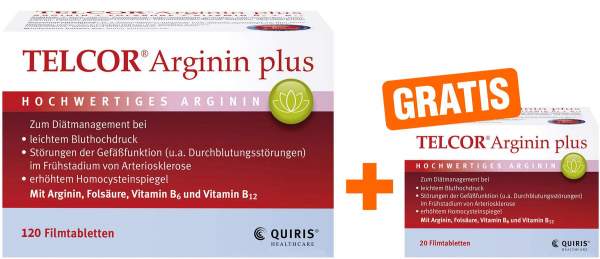 Telcor Arginin Plus 120 Filmtabletten + gratis Telcor Arginin Plus 20 Filmtabletten
