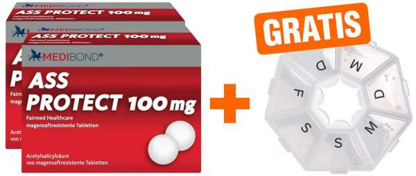 ASS Medibond Protect 100 mg 2 x 100 magensaftrestistente Tabletten + gratis Pillendose