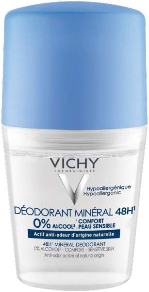 Vichy Deo Roll On Mineral 48h ohne Aluminium und Alkohol 50 ml Creme