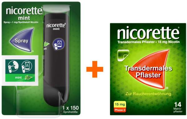 Nicorette Mint Spray 1 mg 1 Stück + Nicorette TX Pflaster 15 mg 14 Pflaster