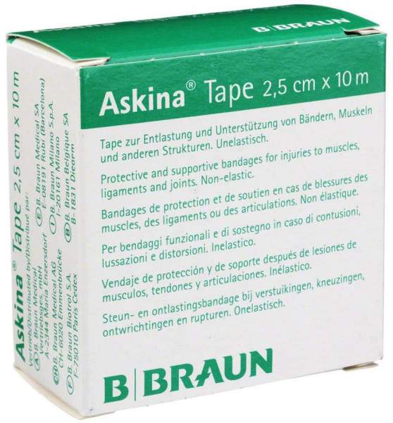 Askina Tape Pflaster 10 M X 2,5 cm Weiß Unelastisch 1 Verband
