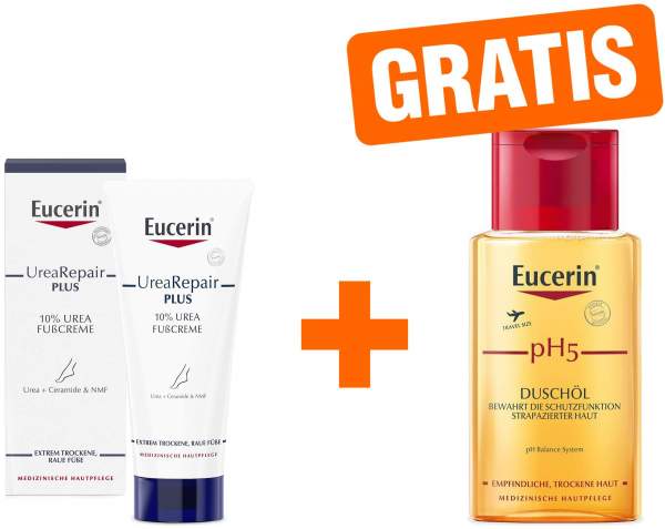 Eucerin UreaRepair Plus Fußcreme 10% 100 ml + gratis pH 5 Duschöl 100 ml