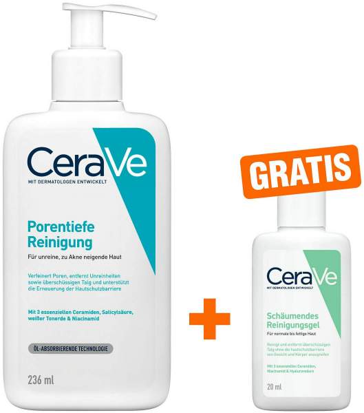 Cerave porentiefe Reinigung Gel 236 ml + gratis schäumendes Reinigungsgel 20 ml