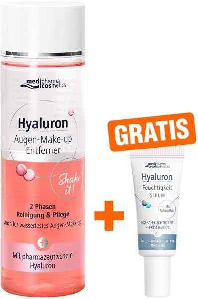medipharma cosmetics Hyaluron Augen-Make-up Entferner 200 ml + gratis Hyaluron Feuchtigkeit Serum 5 ml