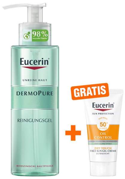 Eucerin DermoPure Reinigungsgel 400 ml + gratis Sun Gel-Creme Oil Control 20 ml