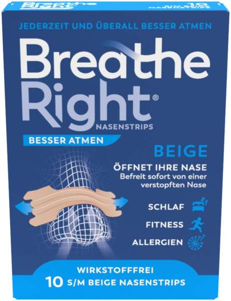 Besser Atmen Breathe Right 10 Nasenpflaster normal beige