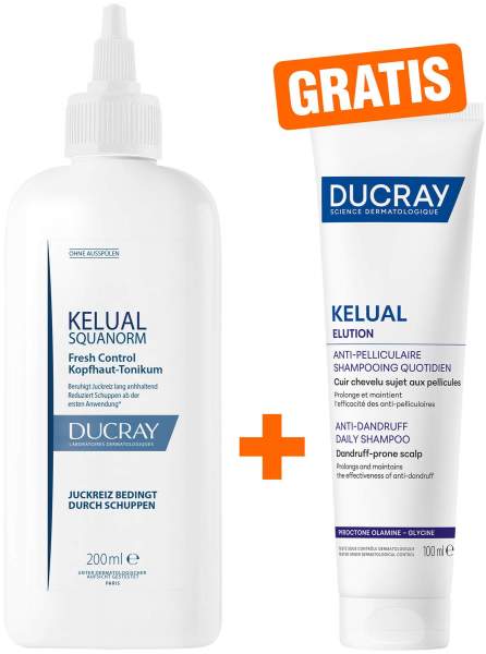 Ducray Kelual Squanorm Kopfhaut Tonikum 200 ml + gratis Elution ausgl. Shampoo 100 ml