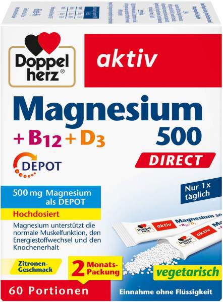 Doppelherz Aktiv Magnesium 500+B12+D3 Depot Direct 60 Portionen