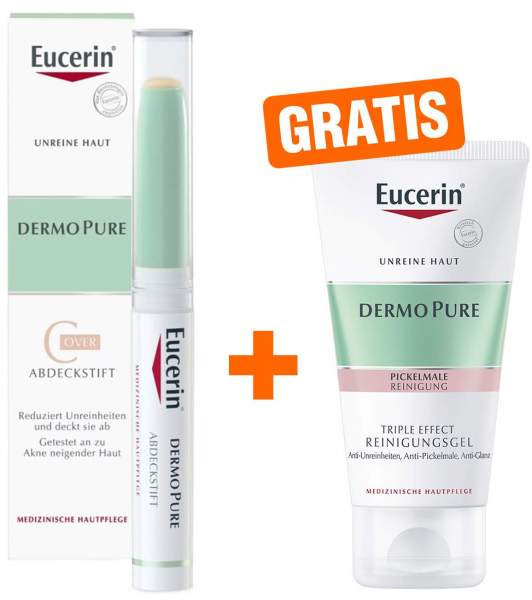 Eucerin DermoPure Abdeckstift + gratis Triple Effect Reinigungsgel 75 ml
