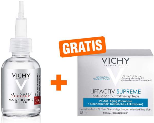 Vichy Liftactiv H.A. Epidermic Filler Konzentrat 30 ml + gratis Vichy Liftactiv Supreme Tag normale Haut 15 ml