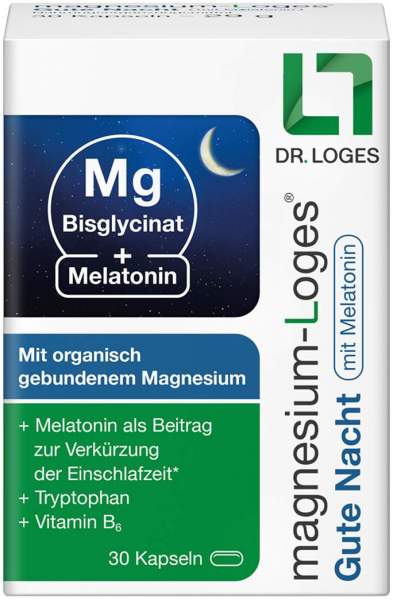 Magnesium-Loges Gute Nacht mit Melatonin 30 Kapseln