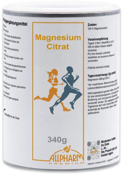 Magnesiumcitrat Pulver Premium Allpharm 340 G