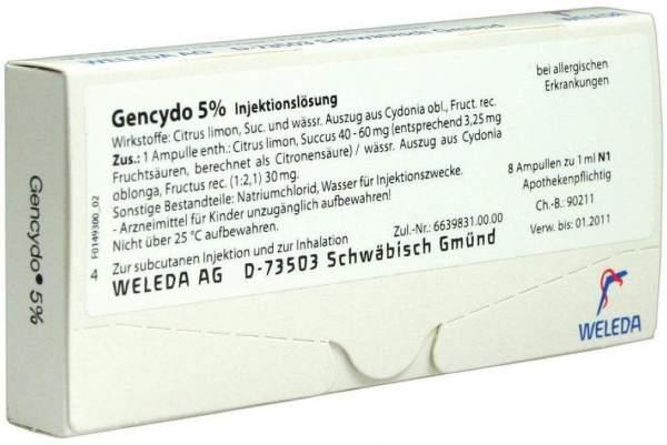 Weleda Gencydo 5% 8 Injektionslösung