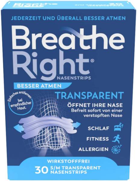 Besser Atmen Breathe Right 30 Nasenpflaster Normal Transparent