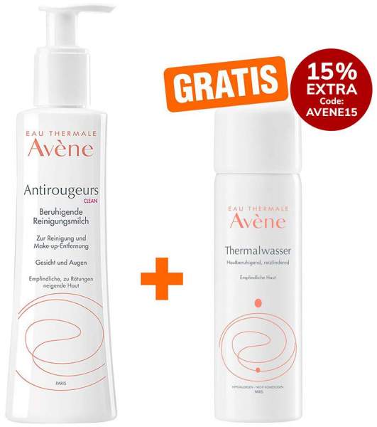 Avene Antirougeurs Clean beruhigende Reinigungsmilch 200 ml + gratis Thermalwasser Spray 50 ml
