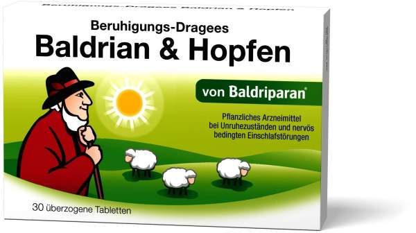 Beruhigungs Dragees Baldrian &amp; Hopfen 30 überzogene Tabletten
