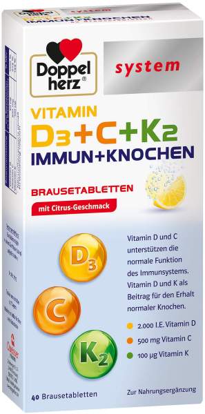 Doppelherz system Vitamin D3 + C + K2 Immun + Knochen 2 x 20 Tabletten