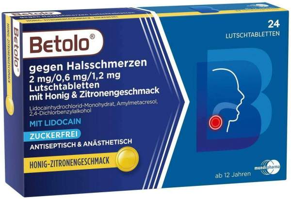 Betolo gegen Halsschmerzen Honig-Zitrone 24 Lutschtabletten