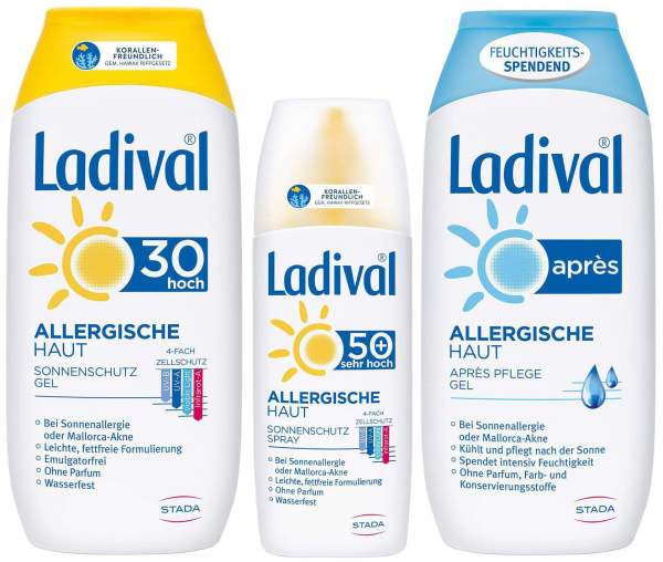 Ladival Allerg.Haut LSF30 Gel 200 ml + allerg. Haut Spray LSF50+ 150 ml + allerg. Haut ApresGel 200 ml