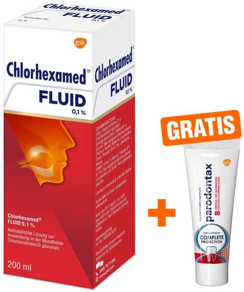 Chlorhexamed Fluid 0,1% 200ml + gratis Parodontax Complete Protection 15 ml