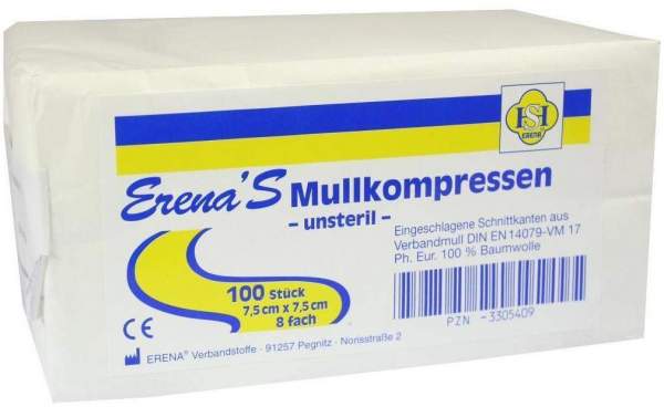 Erena Unsteril Mullkompresse7,5x7,5cm 8-Fach