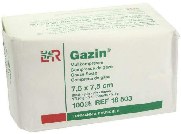 Gazin Mullkompresse 7,5 X 7,5 cm 8fach 100 Stück